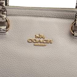 Pre Owned Coach White Leather and Snakeskin Effect Mia Satchel