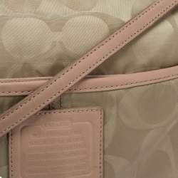Pre Owned Coach Beige/Pink Nylon and Leather Crossbody Bag