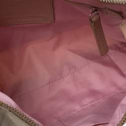 Pre Owned Coach Beige/Pink Nylon and Leather Crossbody Bag