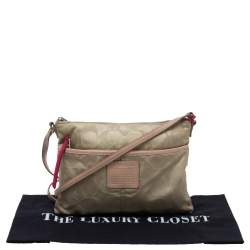 Pre Owned Coach Beige/Pink Nylon and Leather Crossbody Bag