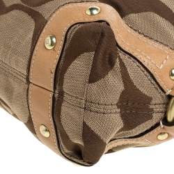 Coach Beige Signature Canvas and Leather Carly Hobo