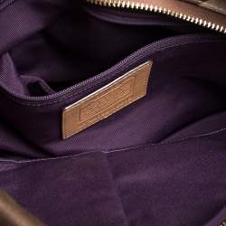 Coach Beige Signature Canvas and Leather Carly Hobo
