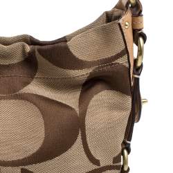 Coach Beige Signature Canvas and Leather Carly Hobo