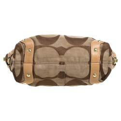 Coach Beige Signature Canvas and Leather Carly Hobo