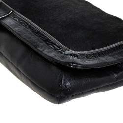 Pre Owned Coach Black Calfhair and Leather Flap Chain Clutch