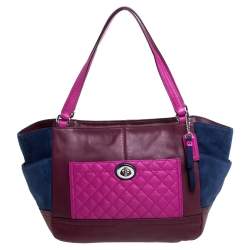 مملوكة مسبقًا Coach Multicolor Leather and Suede Shopper Tote