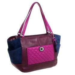 مملوكة مسبقًا Coach Multicolor Leather and Suede Shopper Tote