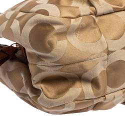 Pre Owned Coach Beige/Orange Op Art Canvas and Leather Madison Maggie Shoulder Bag
