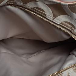 Pre Owned Coach Beige/Orange Op Art Canvas and Leather Madison Maggie Shoulder Bag