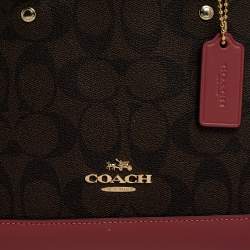 Pre Owned Coach Brown/Pink Signature Coated Canvas and Leather Mini Sierra Satchel