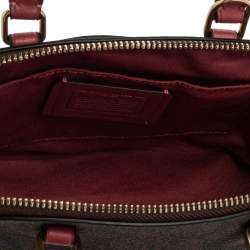 Pre Owned Coach Brown/Pink Signature Coated Canvas and Leather Mini Sierra Satchel
