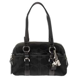 مملوكة مسبقًا Coach Black Signature Canvas and Leather Soho Satchel