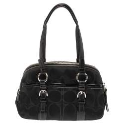 مملوكة مسبقًا Coach Black Signature Canvas and Leather Soho Satchel
