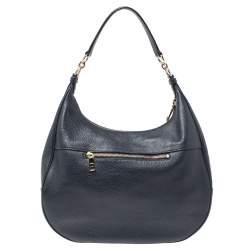 Pre Owned Coach Navy Blue Grained Leather Harley Hobo