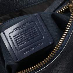 Pre Owned Coach Navy Blue Grained Leather Harley Hobo