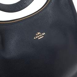 Pre Owned Coach Navy Blue Grained Leather Harley Hobo