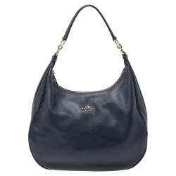 Pre Owned Coach Navy Blue Grained Leather Harley Hobo