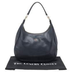 Pre Owned Coach Navy Blue Grained Leather Harley Hobo