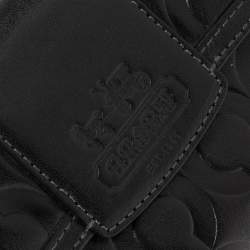 Pre Owned Coach Black Signature Embossed Leather Flap Wallet