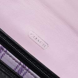 Pre Owned Coach Black Signature Embossed Leather Flap Wallet