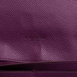 Pre Owned Coach Beige/Magenta Signature Coated Canvas and Leather Continental Wallet