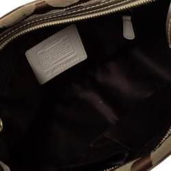 Pre Owned Coach Beige/Gold Canvas and Leather Hampton Tote