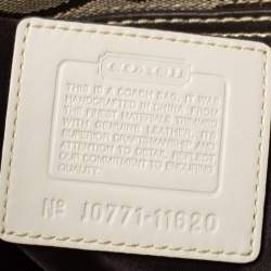 Pre Owned Coach Beige/Gold Canvas and Leather Hampton Tote