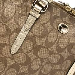 Pre Owned Coach Brown/Gold Signature Coated Canvas Jade Dome Satchel