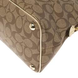 Pre Owned Coach Brown/Gold Signature Coated Canvas Jade Dome Satchel