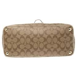 Pre Owned Coach Brown/Gold Signature Coated Canvas Jade Dome Satchel