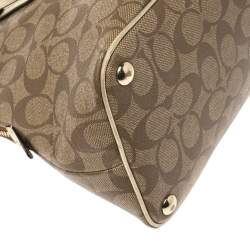 Pre Owned Coach Brown/Gold Signature Coated Canvas Jade Dome Satchel