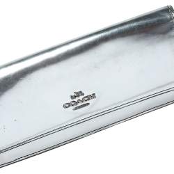 Pre Owned Coach Metallic Silver Patent Leather Continental Wallet