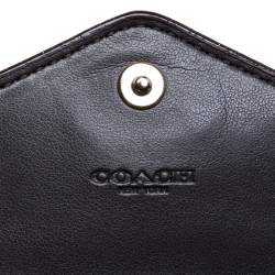 Pre Owned Coach Metallic Rose Gold Leather Colorblock Trifold Wallet 