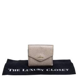 Pre Owned Coach Metallic Rose Gold Leather Colorblock Trifold Wallet 