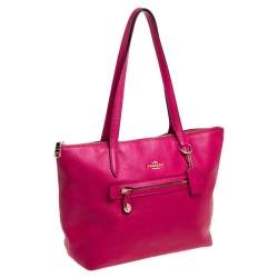 Pre Owned Coach Magenta Soft Leather Taylor Tote