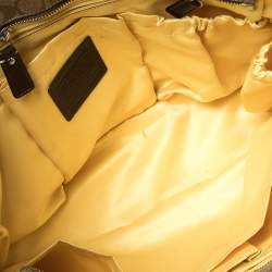 Pre Owned Coach Beige/Brown Signature Coated Canvas and Leather Heritage Stripe Tote