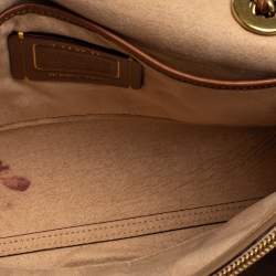 Pre Owned Coach Brown/Beige Prairie Floral Print Signature Coated Canvas and Leather Shoulder Bag
