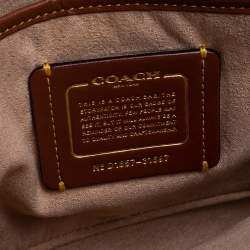 Pre Owned Coach Brown/Beige Prairie Floral Print Signature Coated Canvas and Leather Shoulder Bag