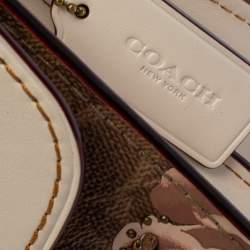 Pre Owned Coach Brown/Beige Prairie Floral Print Signature Coated Canvas and Leather Shoulder Bag