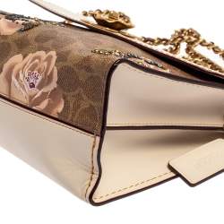Pre Owned Coach Brown/Beige Prairie Floral Print Signature Coated Canvas and Leather Shoulder Bag