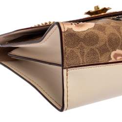 Pre Owned Coach Brown/Beige Prairie Floral Print Signature Coated Canvas and Leather Shoulder Bag