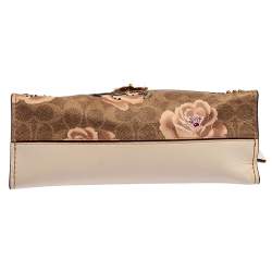 Pre Owned Coach Brown/Beige Prairie Floral Print Signature Coated Canvas and Leather Shoulder Bag