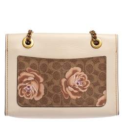 Pre Owned Coach Brown/Beige Prairie Floral Print Signature Coated Canvas and Leather Shoulder Bag