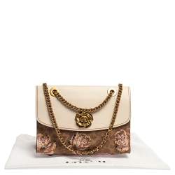 Pre Owned Coach Brown/Beige Prairie Floral Print Signature Coated Canvas and Leather Shoulder Bag