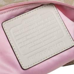 Pre Owned Coach Beige/Cream Signature Coated Canvas and Leather Hobo