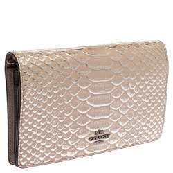 Pre Owned Coach Taupe Python Embossed Leather Callie Crossbody Bag