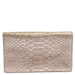 Pre Owned Coach Taupe Python Embossed Leather Callie Crossbody Bag