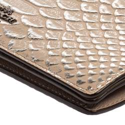 Pre Owned Coach Taupe Python Embossed Leather Callie Crossbody Bag