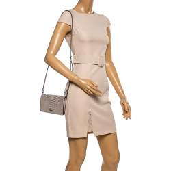 Pre Owned Coach Taupe Python Embossed Leather Callie Crossbody Bag