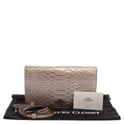 Pre Owned Coach Taupe Python Embossed Leather Callie Crossbody Bag